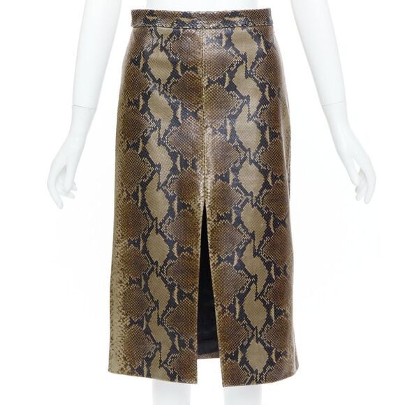 KHAITE Dresses & Skirts - Khaite 2023 Fraser Brown Python Leather Skirt